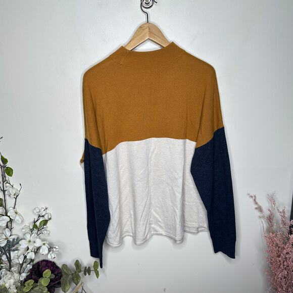 Madewell Brown and Cream Colorblock Turtleneck Sweater - Picture 5 of 8